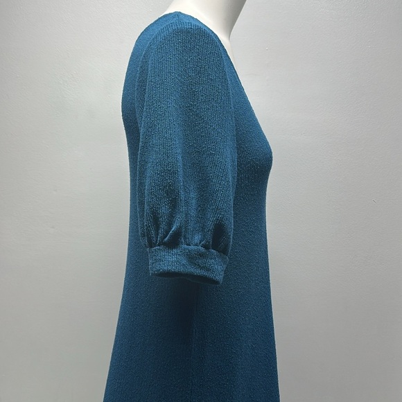 Free People Beach Montauk Sweater Dress Short Sleeve V-Neck Knit Blue Size Small - Picture 5 of 11